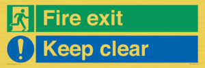 Fire exit Keep clear dual sign